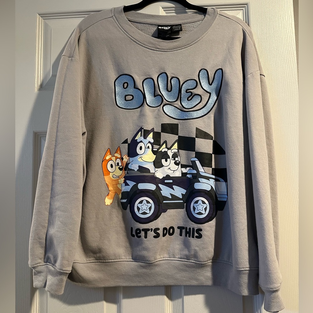 Bluey Graphic Sweatshirt - Gray with Blue & Orange